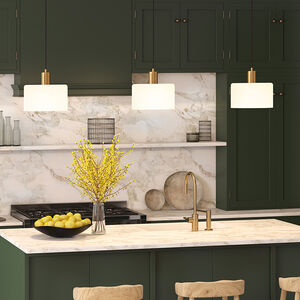 Hudson & Canal Henri 10 in. Pendant with White Milk Glass - Brass, , hires