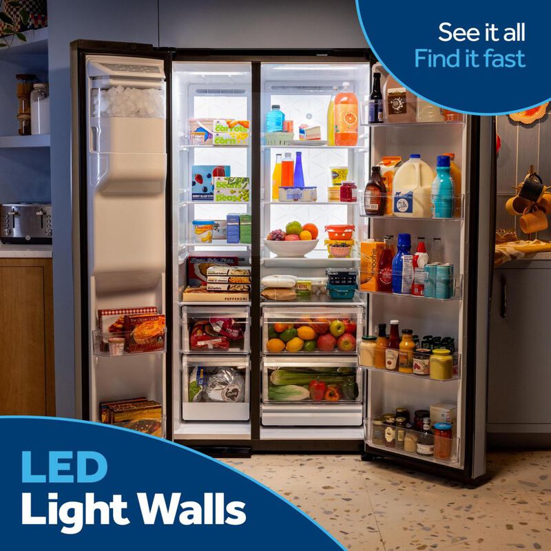 GE 36 in. 23.5 cu. ft. Smart Counter Depth Side-by-Side Refrigerator with Ice & Water Dispenser - Fingerprint Resistant Stainless, , hires