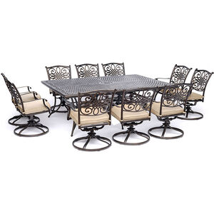 Hanover Traditions 11-Piece Dining Set with Swivel Rockers-Tan, , hires