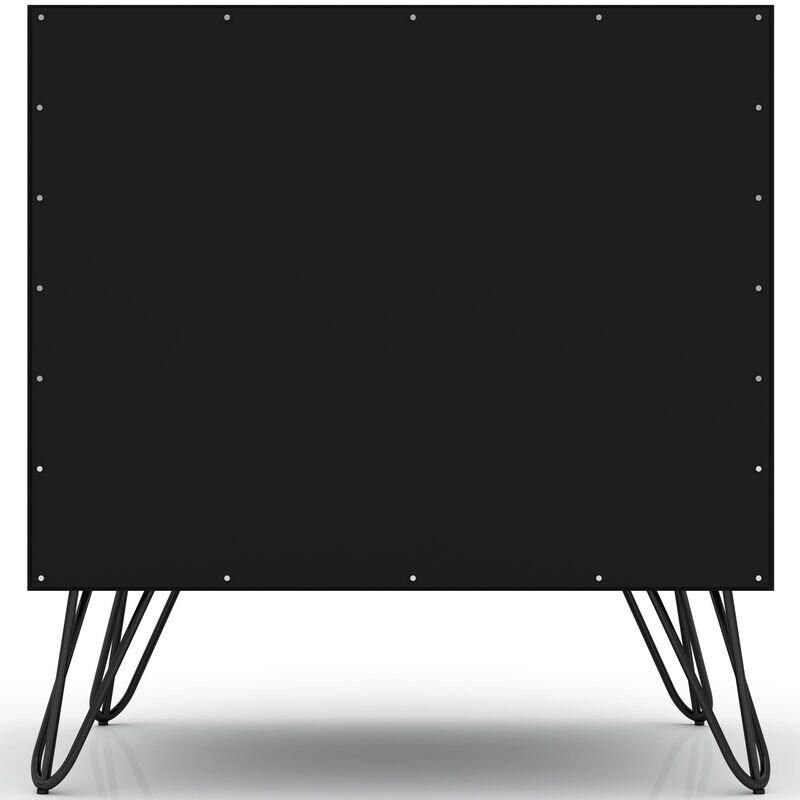 Manhattan Comfort Rockefeller Mid-Century Modern 1-Drawer Nightstand Black, Black, hires