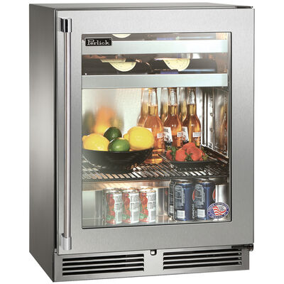 Perlick Signature Series 24 in. Built-In 3.1 cu. ft. Beverage Center with Pull-Out Shelves & Digital Control - Stainless Steel | HH24BS-4-3LL