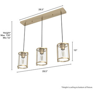 Hunter Astwood 9 in. 3-Light Linear Cluster Ceiling Light with Clear Glass - Alturas Gold, , hires