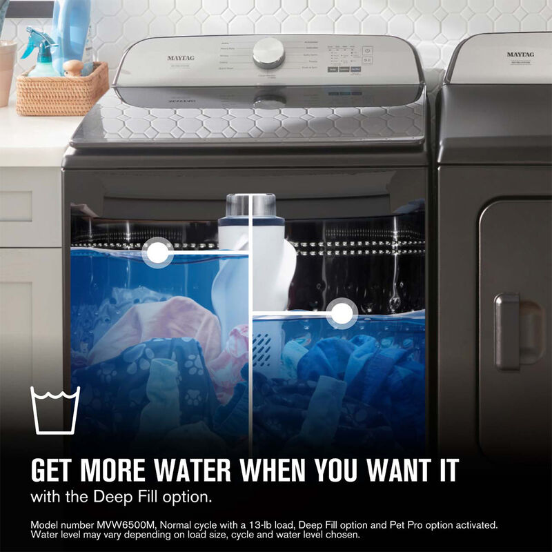 Maytag Pet Pro 27.5 in. 4.7 cu. ft. Top Load Washer with Agitator & Advanced Vibration Control - Black, Volcano Black, hires