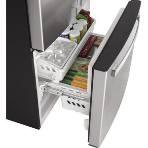GE 33 in. 18.6 cu. ft. Counter Depth French Door Refrigerator with Internal Water Dispenser - Fingerprint Resistant Stainless, Fingerprint Resistant Stainless, hires