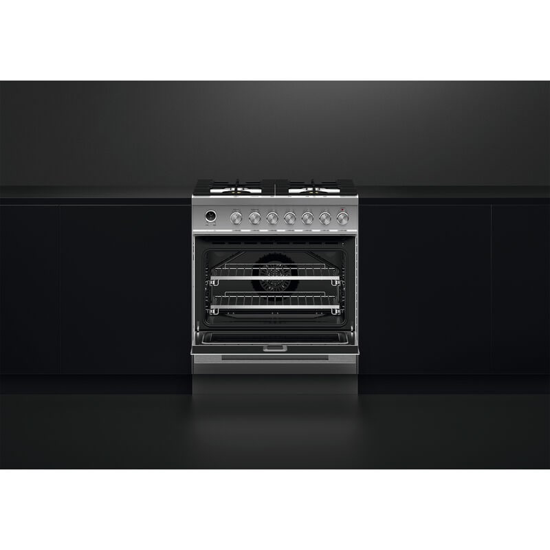 Fisher & Paykel Series 9 30 in. 3.5 cu. ft. True European Convection Dual Fuel Range with 4 Sealed Burners - Stainless Steel, , hires
