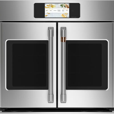 Cafe 30" 5.0 Cu. Ft. Electric Smart French Door Wall Oven with True European Convection & Self Clean - Stainless Steel | CTS90FP2NS1