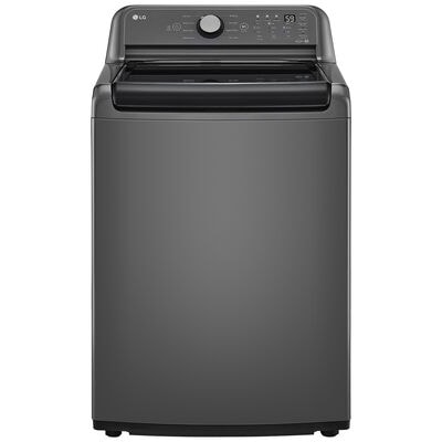 LG 27 in. 5.0 cu. ft. Top Load Washer with Speed Wash Cycle, SlamProof Glass Lid & True Balance Anti-Vibration System - Middle Black | WT7150CM