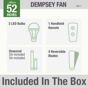 Hunter Casablanca 52" Dempsey Ceiling Fan with LED Light Kit and Handheld Remote - Fresh White, , hires