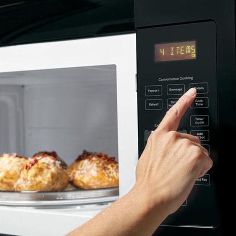 GE 30" 1.6 Cu. Ft. Over-the-Range Microwave with 10 Power Levels & 300 CFM - Black, Black, hires