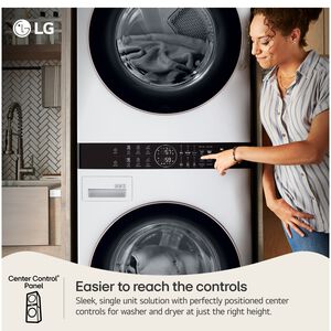 LG 27 in. WashTower with 4.5 cu. ft. Washer with 6 Wash Programs & 7.4 cu. ft. Electric Dryer with 6 Dryer Programs, Sensor Dry & Wrinkle Care - White, White, hires