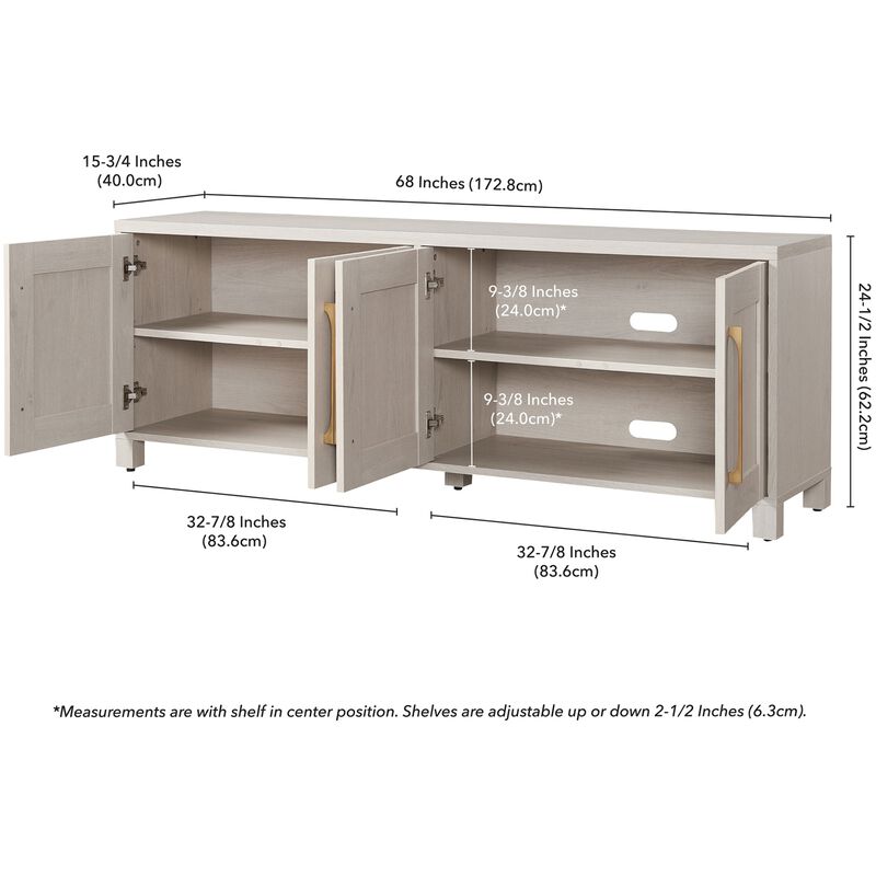 Preston & Cole Daphne 68" Wide TV Stand for TVs up to 75" - Alder White, , hires