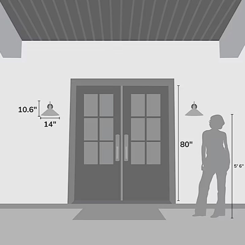 Hunter Skyflow Rustic Modern Metal Cone Outdoor Medium Wall Light-Matte Black, , hires