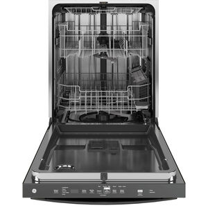 GE 24 in. Top Control Flush-Mount Dishwasher with 45 dBa Sound Level, 3rd-Rack & Dry Boost - Black, Black, hires