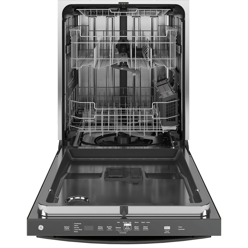 GE 24 in. Top Control Flush-Mount Dishwasher with 45 dBa Sound Level, 3rd-Rack & Dry Boost - Black, Black, hires