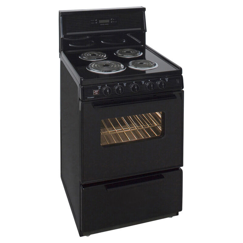 Premier 24 in. 2.9 cu. ft. Oven Freestanding Electric Range with 4 Coil Burners - Black, , hires