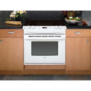 GE 30 in. 4.4 cu. ft. Oven Drop-In Electric Range with 4 Smoothtop Burners - White, , hires