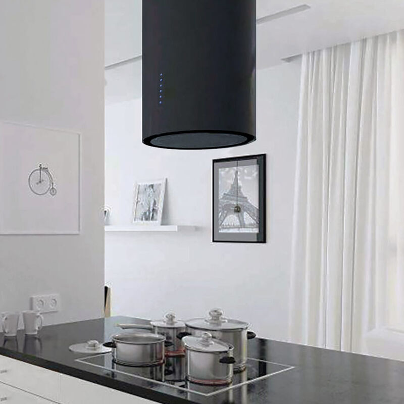 XO 16 in. Chimney Style Range Hood with 3 Speed Settings, 600 CFM & 2 LED Lights - Black, , hires