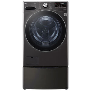 LG 27 in. 5.0 cu. ft. Smart Stackable Front Load Washer with TurboWash 360, Sanitize & Steam Wash Cycle - Black Steel, Black Steel, hires
