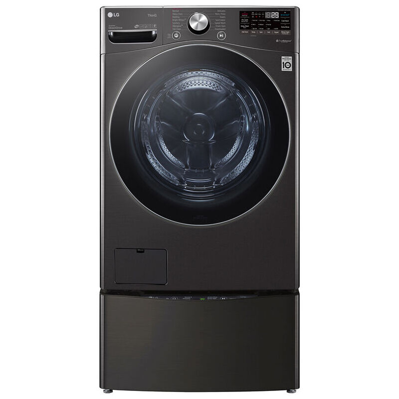 LG 27 in. 5.0 cu. ft. Smart Stackable Front Load Washer with TurboWash 360, Sanitize & Steam Wash Cycle - Black Steel, Black Steel, hires