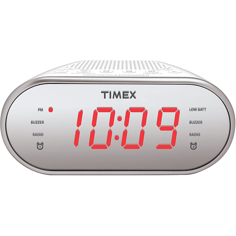 Timex AM/FM Dual Alarm Clock Radio Digital Tuning, 1.2" Red LED Display and Line-in Jack WHITE | P.C. Richard &