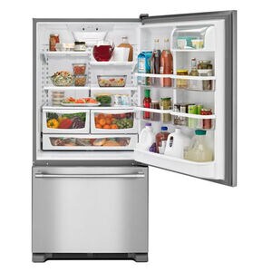 Maytag 33 in. 22.1 cu. ft. Bottom Freezer Refrigerator with Ice Maker - Fingerprint Resistant Stainless Steel, , hires