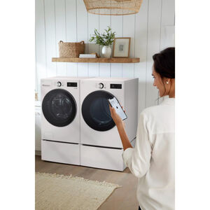 LG 27 in. 7.4 cu. ft. Smart Stackable Electric Dryer with AI Sensor Dry, TurboSteam, Sanitize & Steam Cycle - Alpine White, , hires