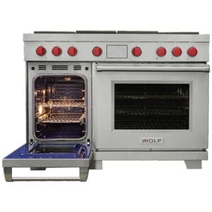 Wolf 48 in. 7.8 cu. ft. Smart Dual Convection Double Oven Dual Fuel Range with 4 Sealed Burners, Grill & Griddle - Stainless Steel, , hires