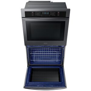 Samsung 30 in. 10.2 cu. ft. Smart Top Control Electric Double Wall Oven - Fingerprint Resistant Black Stainless Steel, Black Stainless, hires