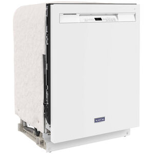 Maytag 24 in. Front Control Dishwasher with 50 dBa Sound Level & Pocket - White, White, hires