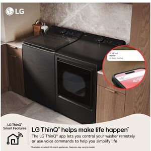 LG 27 in. 4.8 cu. ft. Smart Top Load Washer with 4-Way Agitator, EasyUnload & AI Sensing - Platinum Black, Platinum Black, hires