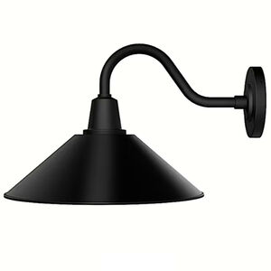 Hunter Skyflow Rustic Modern Metal Cone Outdoor Medium Wall Light-Matte Black, , hires