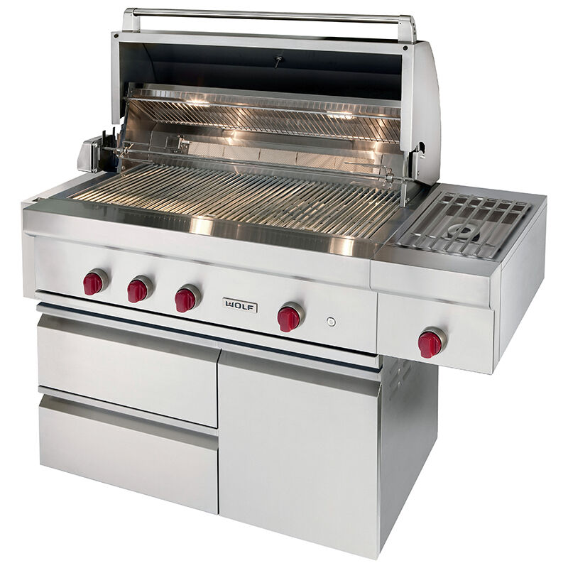 Wolf 42 in. 3-Burner Built-In Liquid Propane Gas Grill with Rotisserie, Sear Burner & Smoker Box - Stainless Steel, , hires