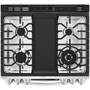 LG 30 in. 6.9 cu. ft. Smart Air Fry True European Convection Double Oven Slide-In Gas Range with 5 Sealed Burners & Griddle - PrintProof Stainless Steel, PrintProof Stainless Steel, hires