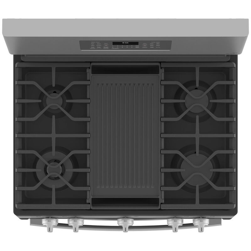 GE Profile 30 in. 6.8 cu. ft. Smart Air Fry True European Convection Double Oven Gas Range with 5 Sealed Burners, Grill & Griddle - Stainless Steel, Stainless Steel, hires