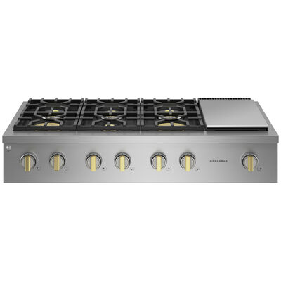 Monogram Professional Series 48 in. Natural Gas Cooktop with 6 Sealed Burners & Griddle - Stainless Steel | ZGU486NDTSS