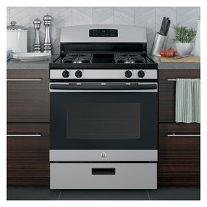 GE 30 in. 4.8 cu. ft. Gas Range with 4 Sealed Burners - Stainless Steel, Stainless Steel, hires