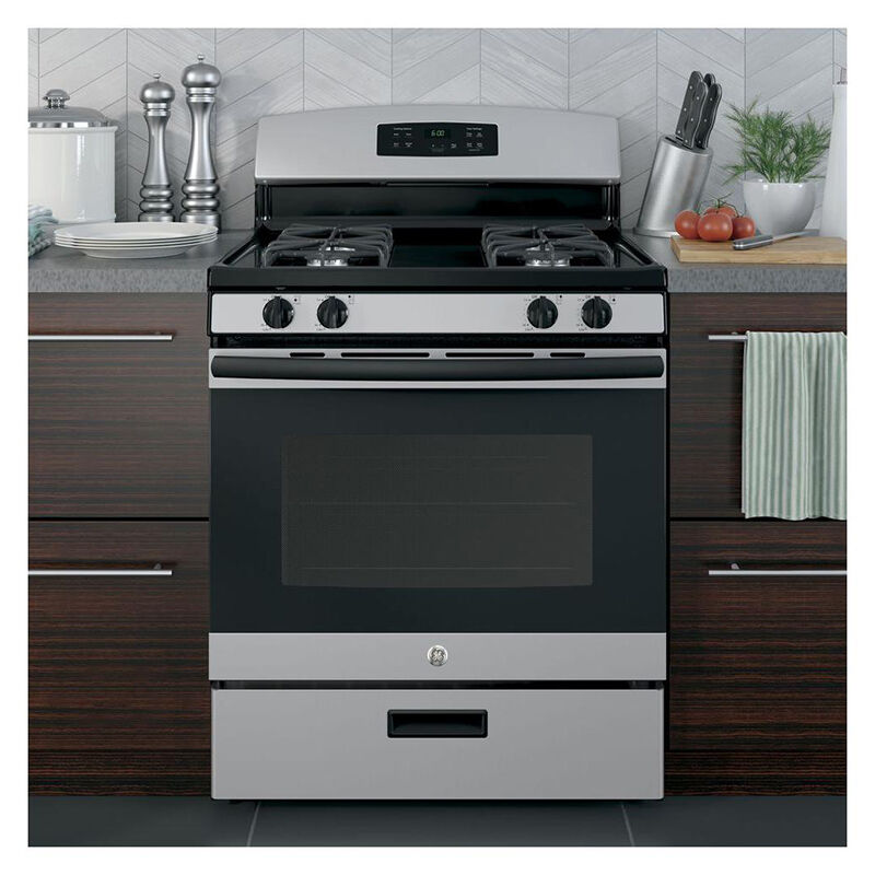 GE 30 in. 4.8 cu. ft. Gas Range with 4 Sealed Burners - Stainless Steel, Stainless Steel, hires
