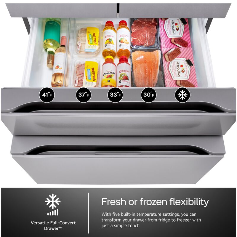LG 36 in. 29.6 cu. ft. Smart 4-Door French Door Refrigerator with Internal Water Dispenser - PrintProof Stainless Steel, , hires