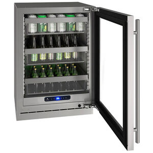 U-Line 15 in. 5.2 cu. ft. Built-In/Freestanding Beverage Center with Adjustable Shelves & Digital Control - Stainless Steel, , hires