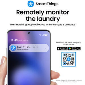 Samsung 27 in. 7.5 cu. ft. Smart Stackable Gas Dryer with Sanitize+, Steam Cycle & Sensor Dry - White, White, hires