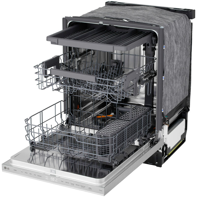 LG 24 in. Top Control Flush-Mount Smart Dishwasher with 46 dBa Sound level, 3rd-Rack, Dynamic Heat Dry with AutoVent Dry & Pocket Handle - PrintProof Stainless Steel, , hires