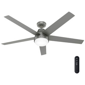 Hunter 60 inch Aerodyne Wi-Fi ENERGY STAR Ceiling Fan with LED Light Kit and Handheld Remote - Matte Silver, Silver, hires