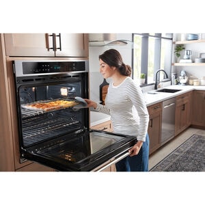 Maytag 30 in. 10 cu. ft. Front Control Electric Double Wall Oven with True European Convection - Fingerprint Resistant Stainless Steel, , hires