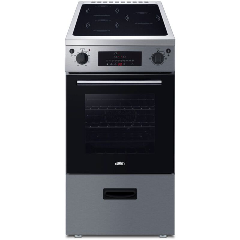 Summit 20 in. 2.0 cu. ft. Standard Convection Slide-In Electric Range with 3 Induction Burners - Stainless Steel, Stainless Steel, hires