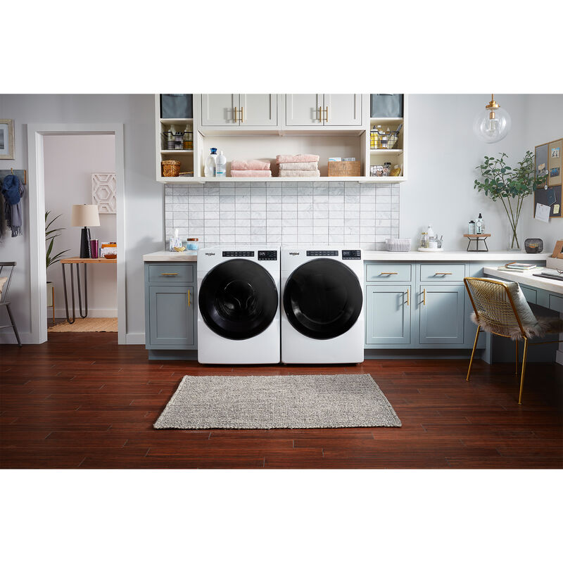 Whirlpool 27 in. 7.4 cu. ft. Stackable Electric Dryer with 36 Dryer Programs, 5 Dry Options, Sanitize Cycle, Wrinkle Care & Sensor Dry - White, White, hires