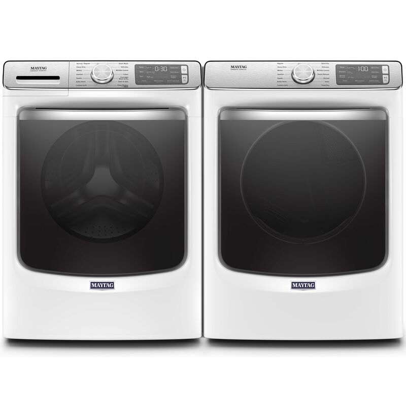 Maytag 27 in. 5.0 cu. ft. Smart Stackable Front Load Washer with Extra Power, 24-Hr Fresh Hold Option, Sanitize & Steam Wash Cycle - White, White, hires