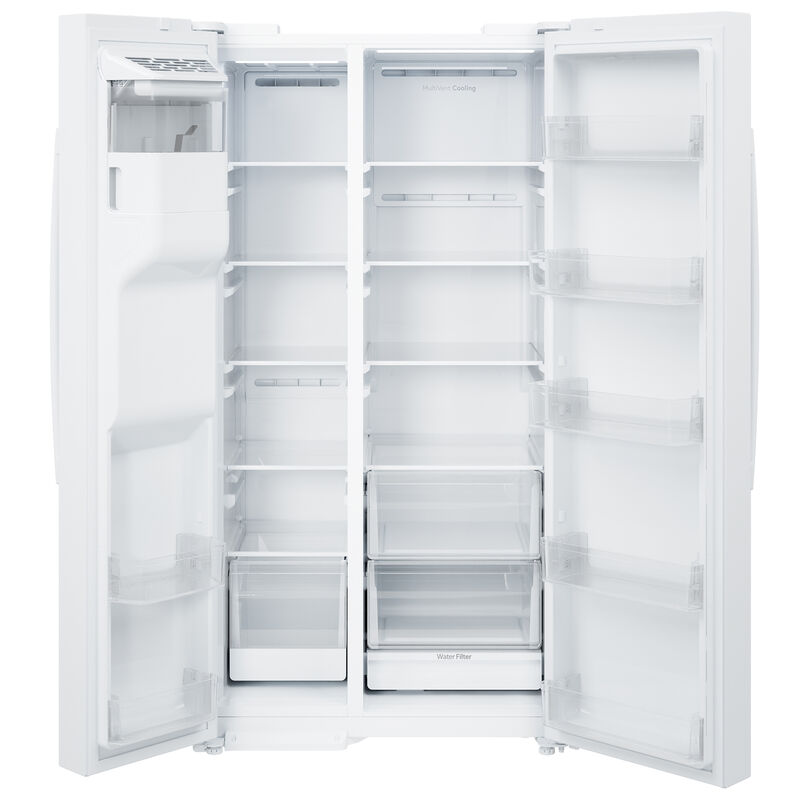 GE 36 in. 27.9 cu. ft. Side-by-Side Refrigerator with Ice & Water Dispenser - White, White, hires