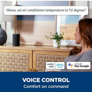 GE 8,000 BTU Smart Window Air Conditioner with 3 Fan Speeds, Sleep Mode & Remote Control - White, , hires