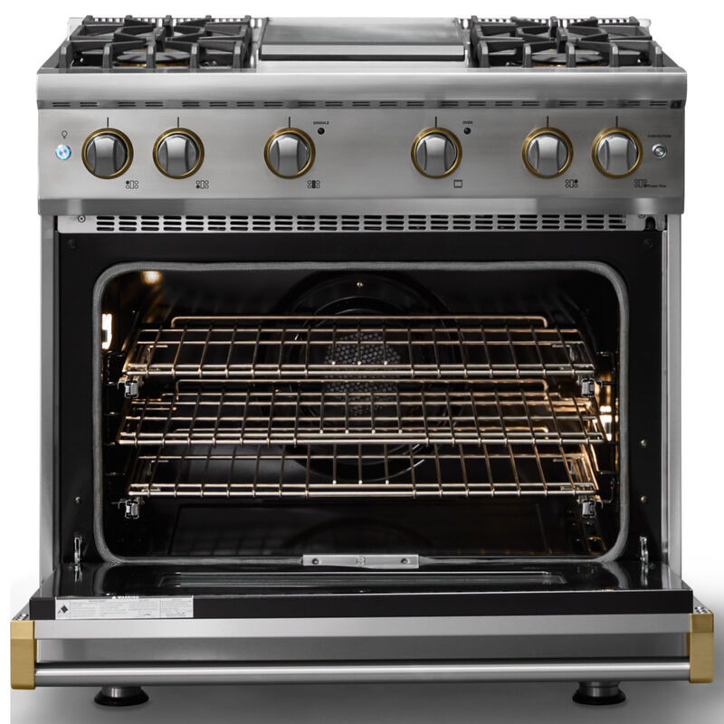 Viking 5 Series 36 in. 5.1 cu. ft. Standard Convection Gas Range with 4 Sealed Burners & Griddle - Stainless Steel, , hires