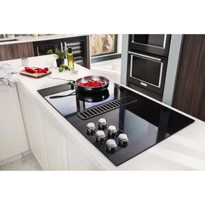 KitchenAid 36 in. 5-Burner Electric Cooktop with Downdraft, Simmer Burner & Power Burner - Black, , hires